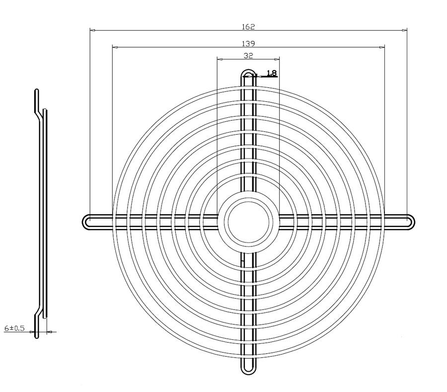 150mm fan grill